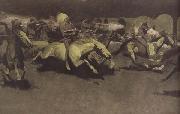 Frederic Remington A Night Attack on a Government Wagon Train (mk43) oil